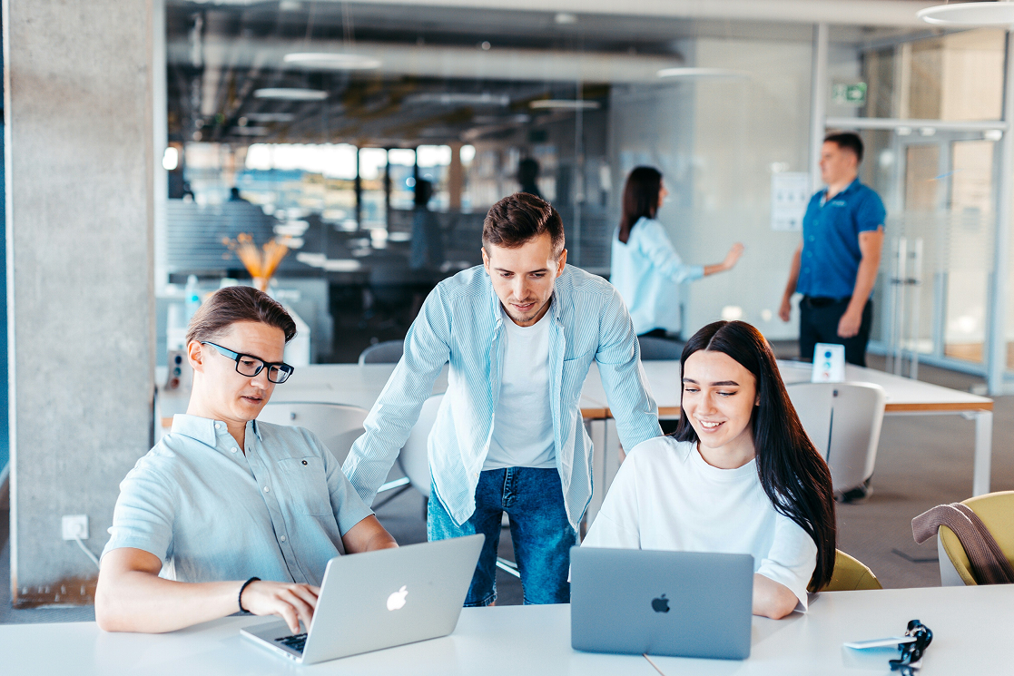 Team collaboration in modern office