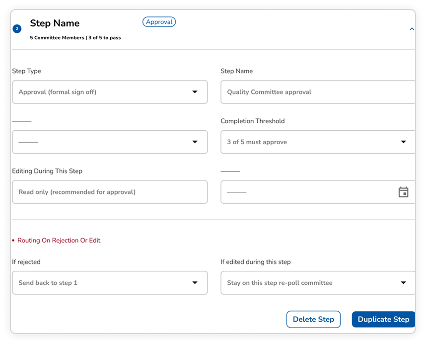 Approval workflow step detail