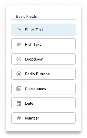 Custom forms basic fields panel