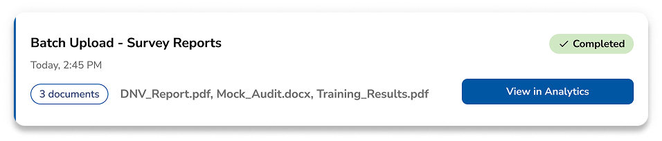 Batch upload survey reports card