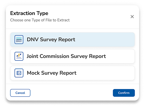 Document extraction type selector