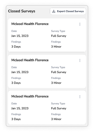Closed surveys card list