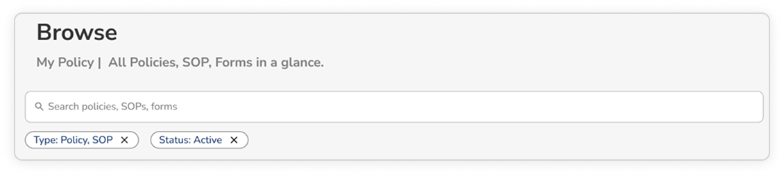 Browse policies search