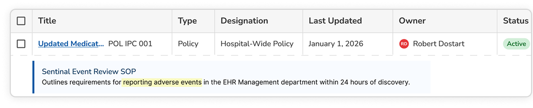 Selected policy detail row